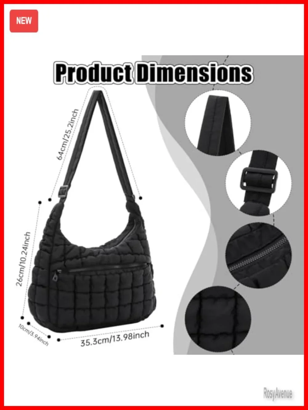 Quilted Puffer Bag Soft Fluffy Crossbody Shoulder Hobo Purse Lightweight